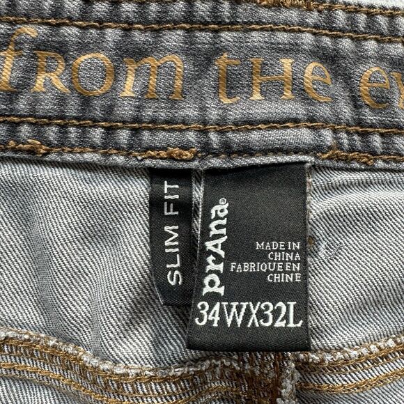 Prana Bridger Jeans Men 36x30 Gray Slim‎ Fit Straight Organic Casual Outdoor - Picture 3 of 9